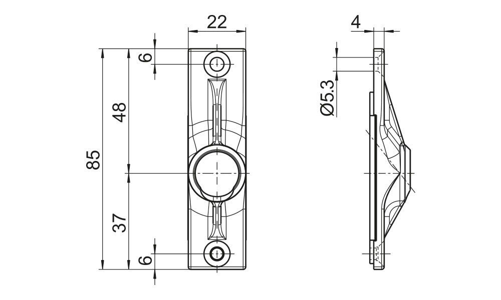 Gelenklager 45° GL044 - Maße