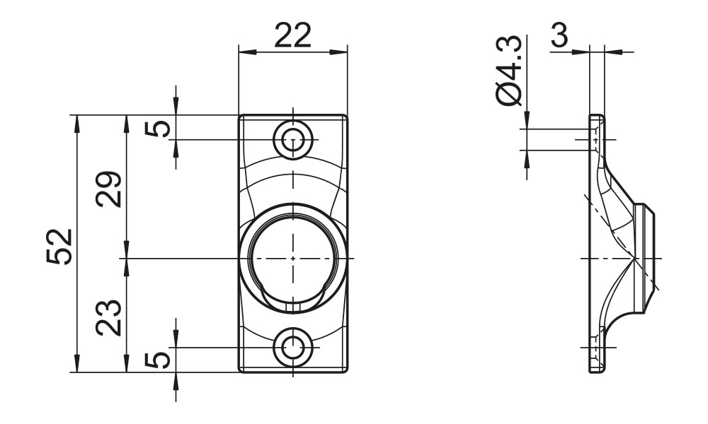Gelenklager 45° GL031 - Maße