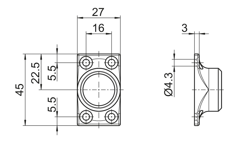 Gelenklager 45° GL040 - Maße