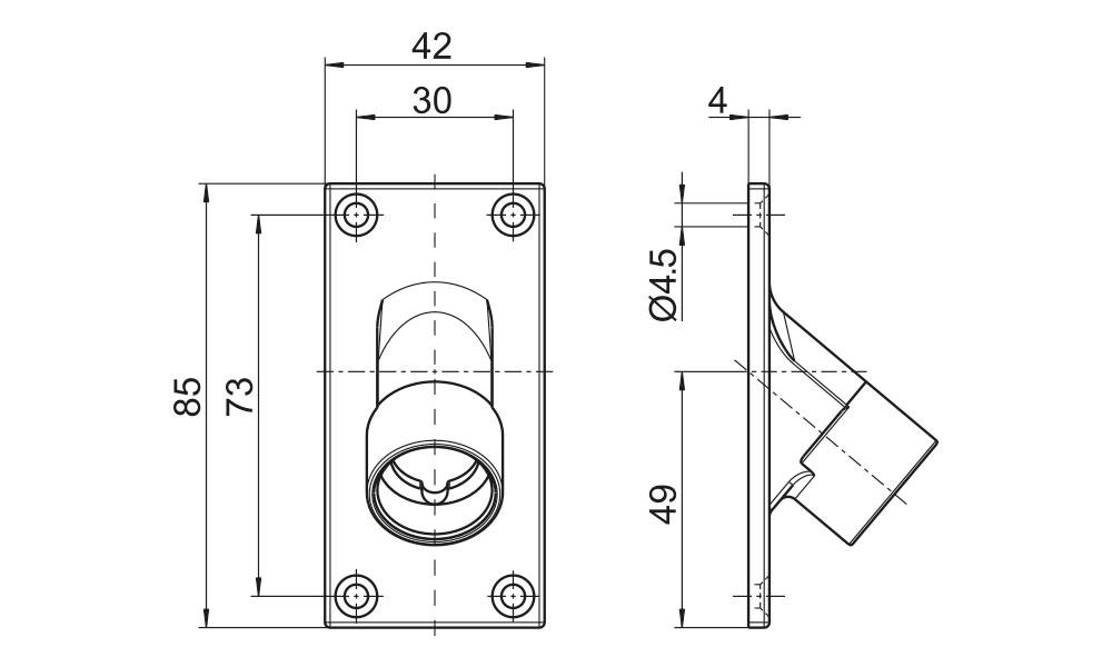 Gelenklager 90° GL012 - Maße