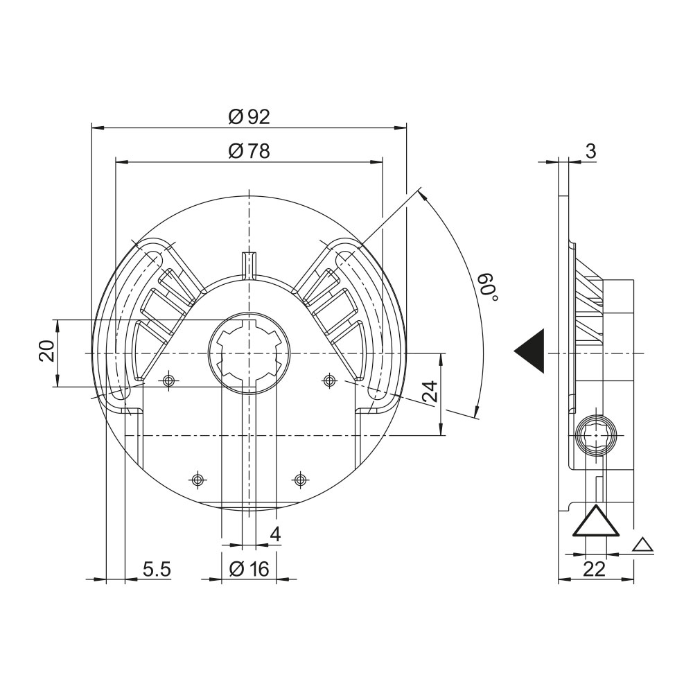 Schneckengetriebe SG019 mit Untersetzung 8:1 - Maße
